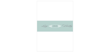 A sea-green background graces our Prim & Proper Belly Bands, creating a lovely contrast with the deep-gray cursive and lacy design in the center of the band.