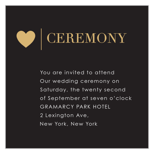 Keep the details of your ceremony as black and white as our Refined Type Foil Ceremony Cards.