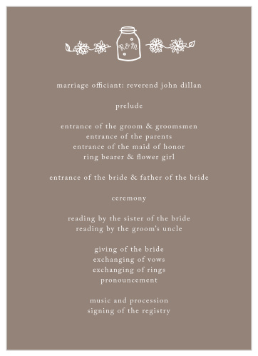Keep your guests in the loop on the day-of using the Rustic Barn Wedding Programs.