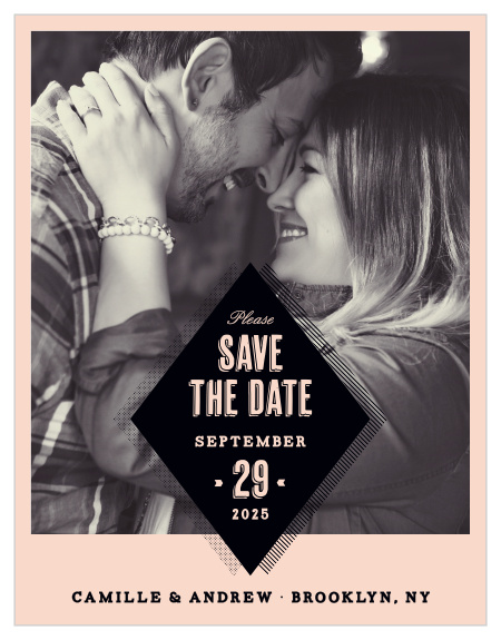 Ensure that your friends and family know when your wedding will be using the Rough Diamond Save-the-Date Magnets.