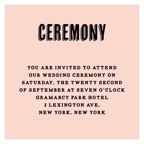 Make sure your guests know the ceremony details using the Rough Diamond Ceremony Cards.