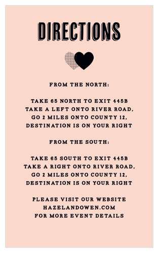 Make sure your guests know the direction details using the Rough Diamond Direction Cards.