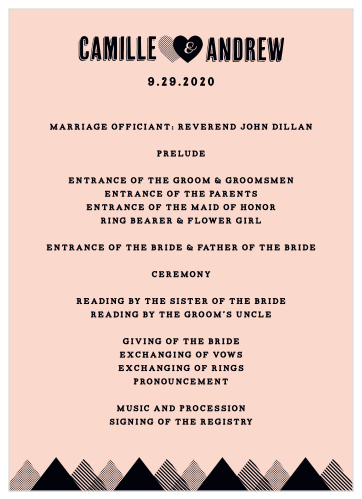 Let your guest know what to expect at your wedding using the Rough Diamond Wedding Programs.