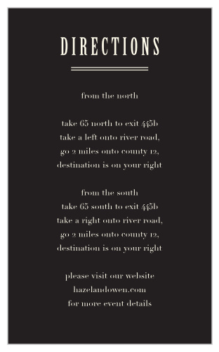 Make sure your guests know the best routes to get to your wedding using the Ex Libris Direction Cards.