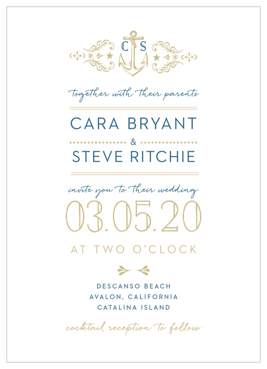 Love can be very much like the sea, unyielding, breathtaking, and even rocky at times, the High Seas Wedding Invitations perfectly encompass this notion with their vintage, nautical design.