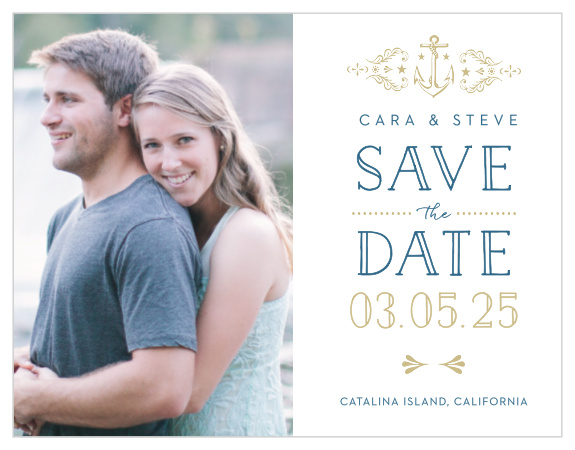 Love can be very much like the sea, unyielding, breathtaking, and even rocky at times, the High Seas Save-the-Date Magnets perfectly encompass this notion with their vintage, nautical design.