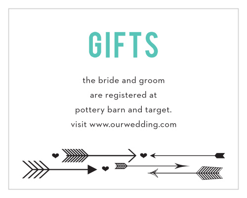 From the Love vs. Design collection by Basic Invite comes the Love Struck Registry Cards, an elaborate and modern take on cupid's arrow!