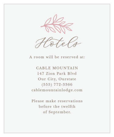 Inform out-of-town family and friends where you have booked a block of rooms with our Circled Monogram Accommodation Cards.