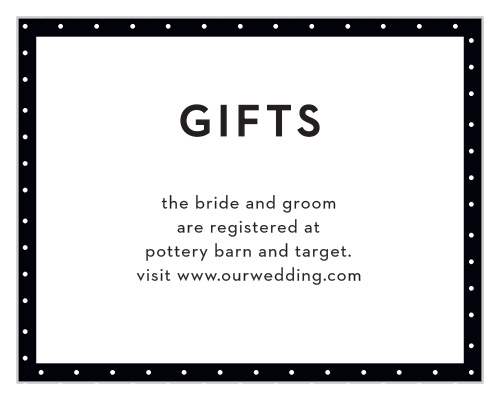 Provide the location of your wedding registry with our stunning High Contrast Registry Cards.