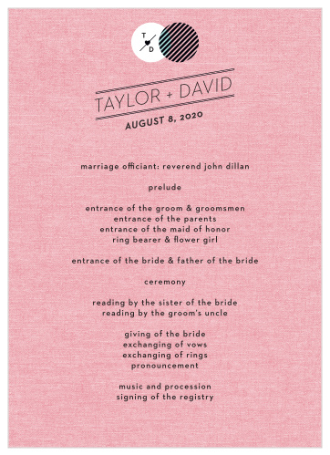 Let your guest know what to expect at your wedding using the Modern Day Love Wedding Programs.