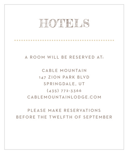 Ensure that your guests enjoy their stay as much as your wedding with our Modern Gold Accommodation Cards.