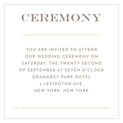 Fill the seats at your ceremony with the people you care about using our Modern Gold Ceremony Cards.