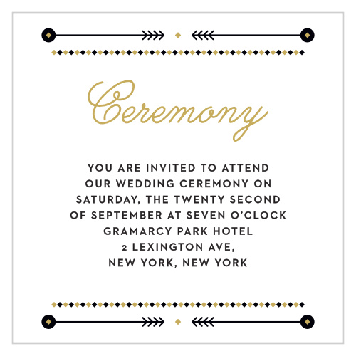 A gold script titles our Modern Story Ceremony Cards to declare its intent, making these cards perfect for inviting your guests to be there with you as you say your vows to one another.