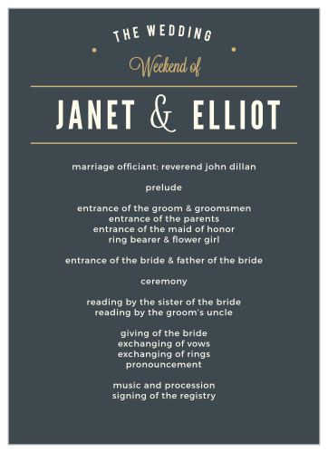 Crossing the Bridge Foil Wedding Programs help your guests keep track of every moment during your wedding day.