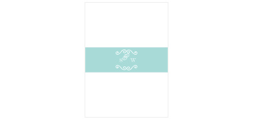 A chic, white, swirling accent and your initials sit atop a glass blue background for the Classy & Curly Belly Bands. 