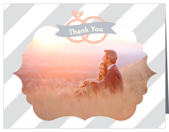 This card has a place for one large photo, an interchangeable pattern, and cute wedding ring illustrations that can also be changed to any color you'd like