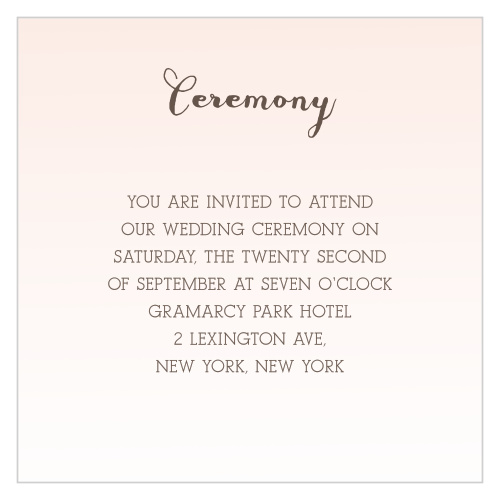 A lovely ballet pink descends seamlessly to white on the Proper Painterly Ceremony Cards.