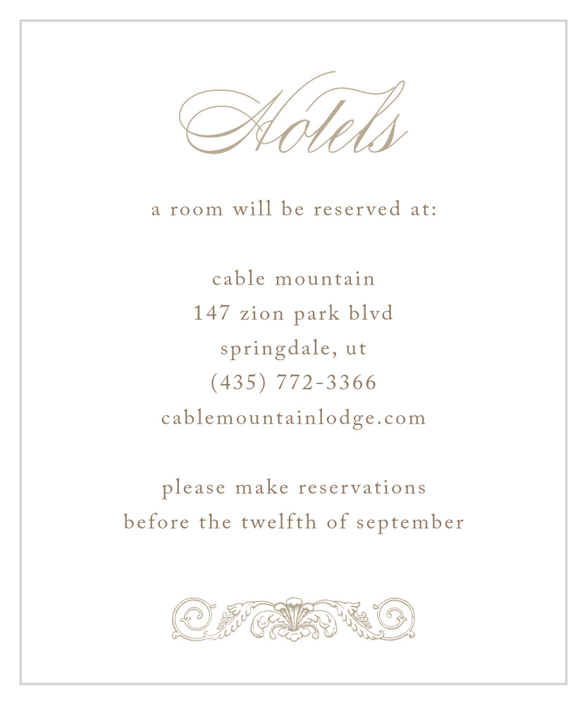 Lace Couture Accommodation Cards
