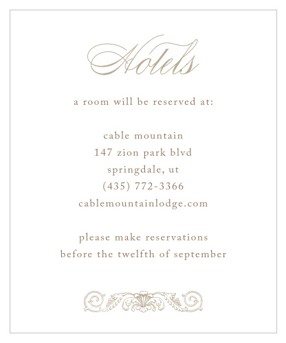 Lace Couture Accommodation Cards