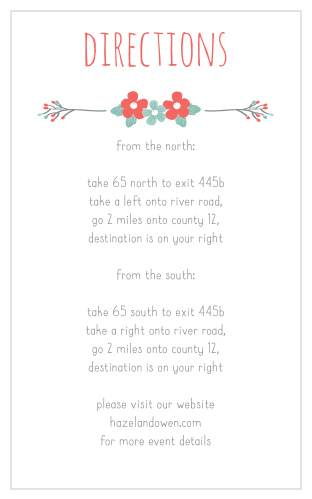 The Live and Love Direction Cards as well as the rest of the wedding suite are reminiscent of a fairy tale with it's enchanting illustrations, make it a breeze for your guests to find you on the magical day!