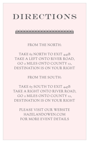 Make sure your guests know the best routes to get to your wedding using our Rosette Border Direction Cards.