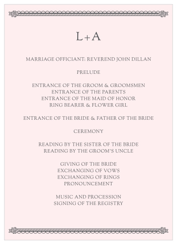 Let your guest know what to expect at your wedding using our Rosette Border Wedding Programs.