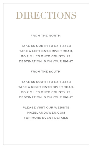 Our Simply Modern Direction Cards are a part of the Love Vs. Design collection by Basic Invite.