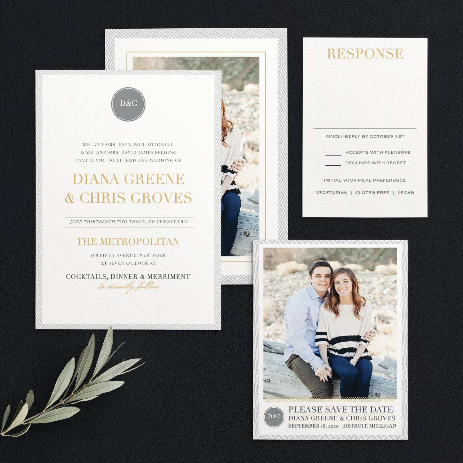 Simply Modern Foil Wedding Invitations by Basic Invite