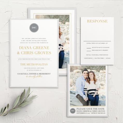 Simply Modern Foil Wedding Invitations