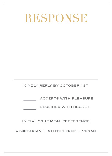 Our Simply Modern Foil Response Cards are a part of the Love Vs. Design collection by Basic Invite.