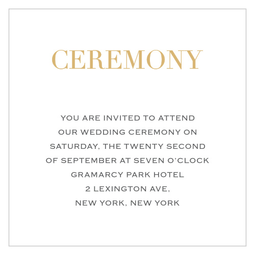 Our Simply Modern Foil Ceremony Cards are a part of the Love Vs. Design collection by Basic Invite.