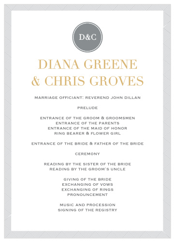 Our Simply Modern Foil Wedding Programs are a part of the Love Vs. Design collection by Basic Invite.