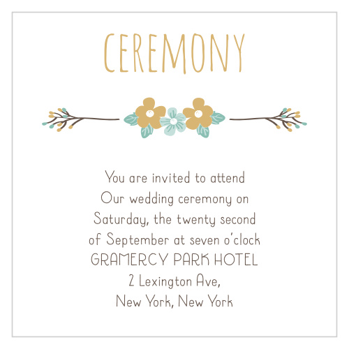 The Live and Love Foil Ceremony Cards as well as the rest of the foiled wedding suite are reminiscent of a fairy tale with it's enchanting illustrations, ensure that your loved ones are there to witness the magic as you marry your soulmate!