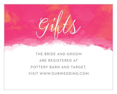 Make sure your guests know your registry details using the Splashy Watercolor Registry Cards.