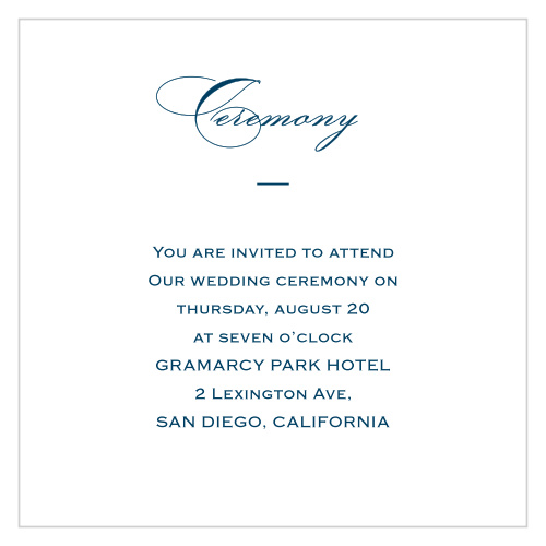 Make sure your guests know the ceremony details using the Botanic Border Ceremony Cards.