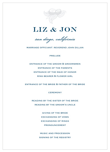 Let your guest know what to expect at your wedding using the Botanic Border Wedding Programs.