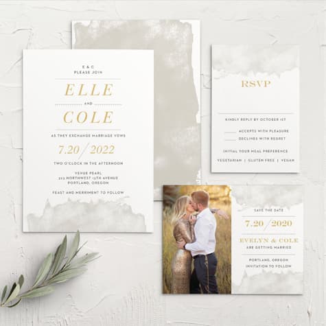 Modern Gold Foil Wedding Invitations