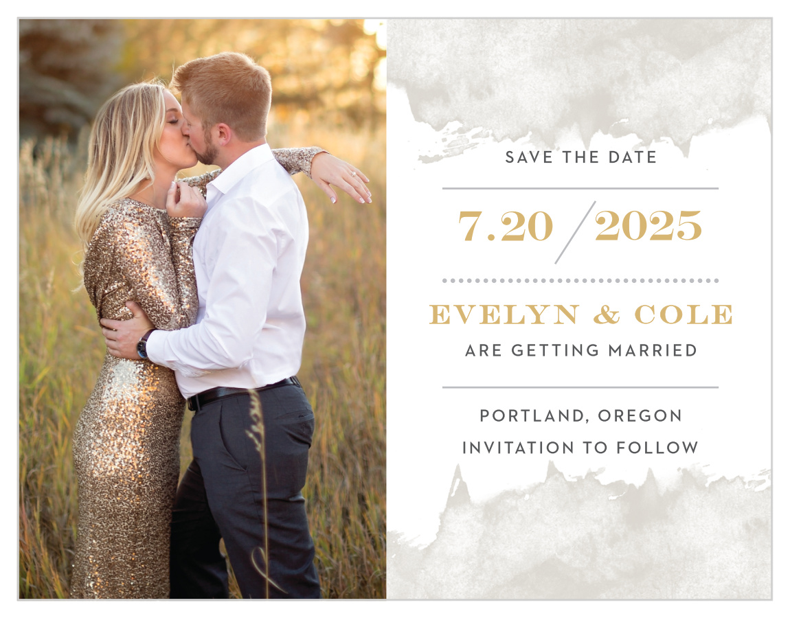 Modern Gold Foil Save the Date Cards by Basic Invite
