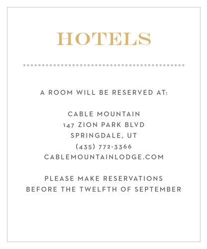 Ensure that your guests enjoy their stay as much as your wedding with our Modern Gold Foil Accommodation Cards.