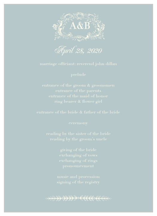 Let your guest know what to expect at your wedding using the In Cursive Wedding Programs.