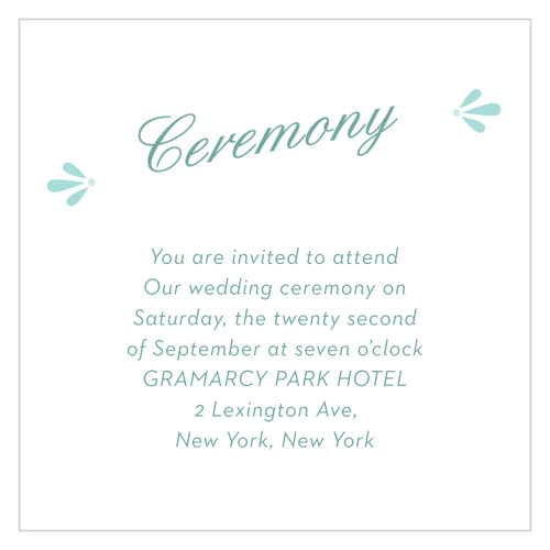 Make sure your guests know the ceremony details using the Fresh Breeze Ceremony Cards.