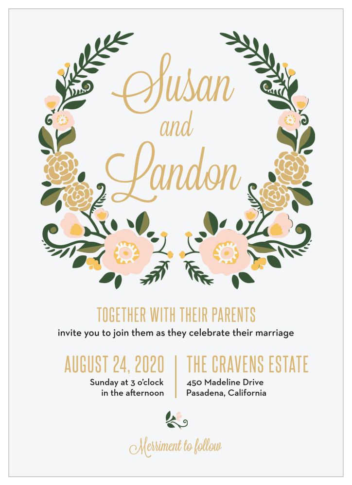 Laurel Crown Foil Wedding Invitations