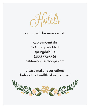 Don’t leave your out-of-town guests out of the mix! Let them know exactly where to stay in comfort with the Laurel Crown Foil accommodations cards.