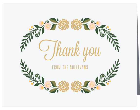 Show your guests your gratitude with the delicate floral design of the Laurel Crown Foil Thank You Cards.
