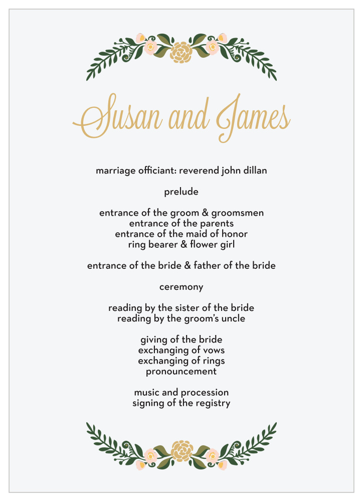 Laurel Crown Foil Wedding Programs