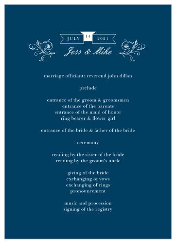 The Sweet Antiquity Wedding Programs are simple in coloring and ornate in design.