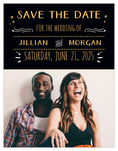 Let the "Good Times" roll with these vivacious save-the-date magnets, as well as the rest of the Good Times wedding suite!