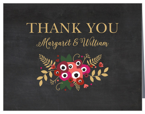 Show your guests your appreciation with our beautifully vintage Chalkboard Blossom Foil Thank You Cards.