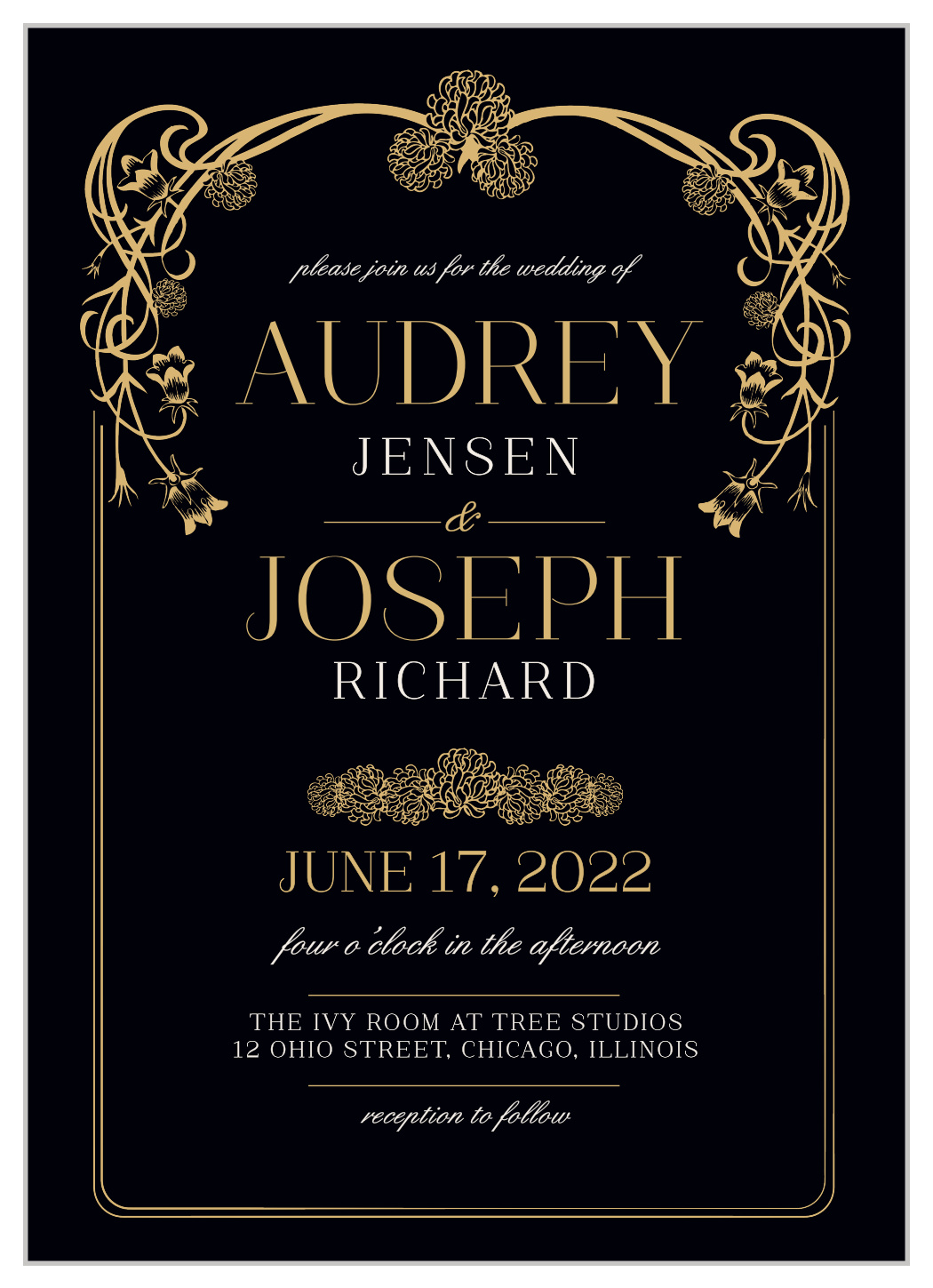 Floral Nouveau Foil Wedding Invitations