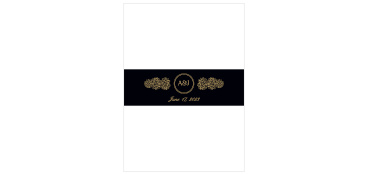 With a victorian-esque, gold foiled, floral emblem set against against a rich black background, the Floral Nouveau Foil Belly Bands are a classic choice to represent you and your wedding day!